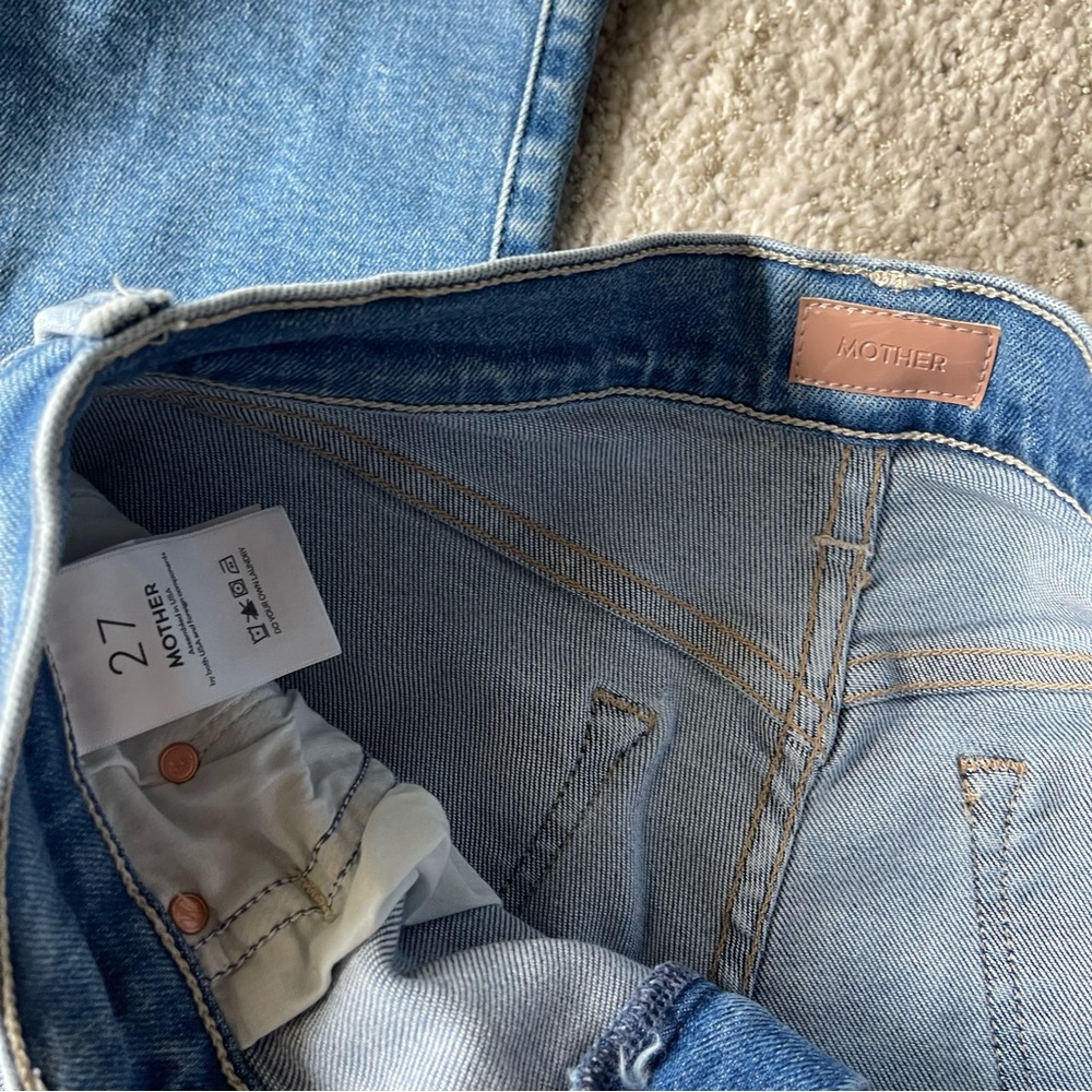 NEW MOTHER LIL Rambler Zip Flood Jeans Wide Leg 27 P - Picture 6 of 10